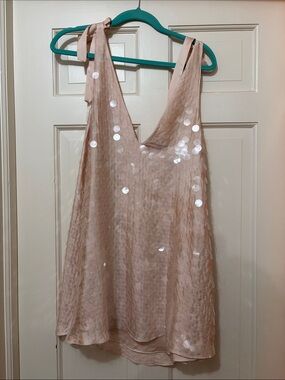 Free People Blush Sequin Tie-Shoulder Mini Dress